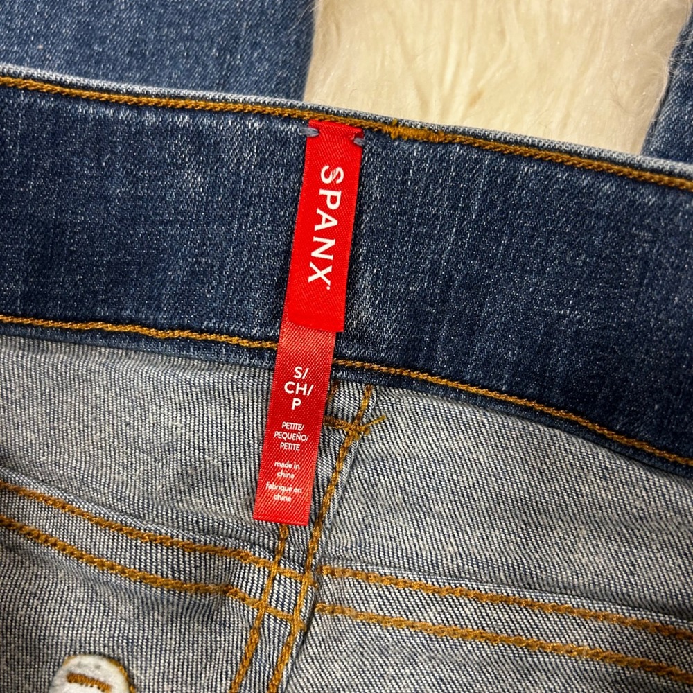 SPANX Petite Women Jeans Size S Blue Denim Stretch Slim Fit Skinny Legging Pants - Picture 2 of 4